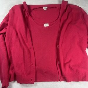 A New Day Sweater Set Womens Medium Pink Cardigan Tank Knit Twinset Lightweight